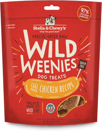 Stella & Chewy's Freeze-Dried Raw Wild Weenies Dog Treats – All-Natural, Protein Rich, Grain Free Dog & Puppy Treat – Great for Training & Rewarding – Cage-Free Chicken Recipe – 3.25 oz Bag