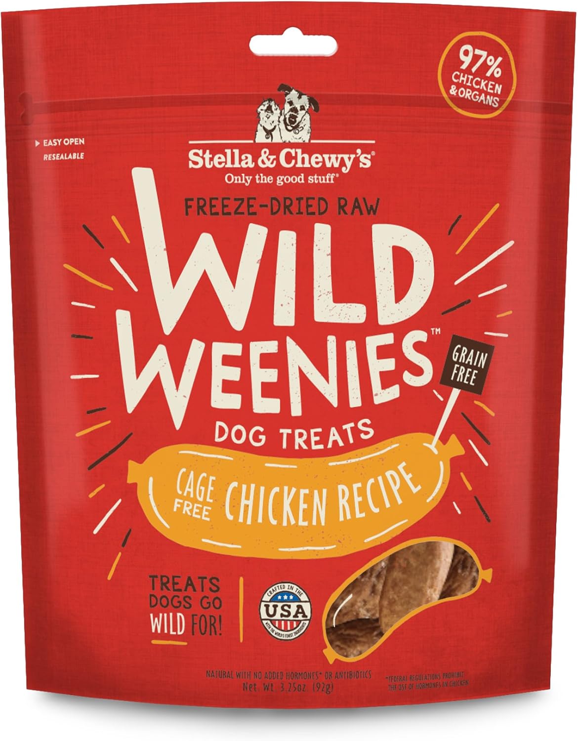 Stella & Chewy'S Freeze-Dried Raw Wild Weenies Dog Treats – All-Natural, Protein Rich, Grain Free Dog & Puppy Treat – Great For Training & Rewarding – Cage-Free Chicken Recipe – 3.25 Oz Bag