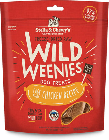 Stella & Chewy'S Freeze-Dried Raw Wild Weenies Dog Treats – All-Natural, Protein Rich, Grain Free Dog & Puppy Treat – Great For Training & Rewarding – Cage-Free Chicken Recipe – 3.25 Oz Bag