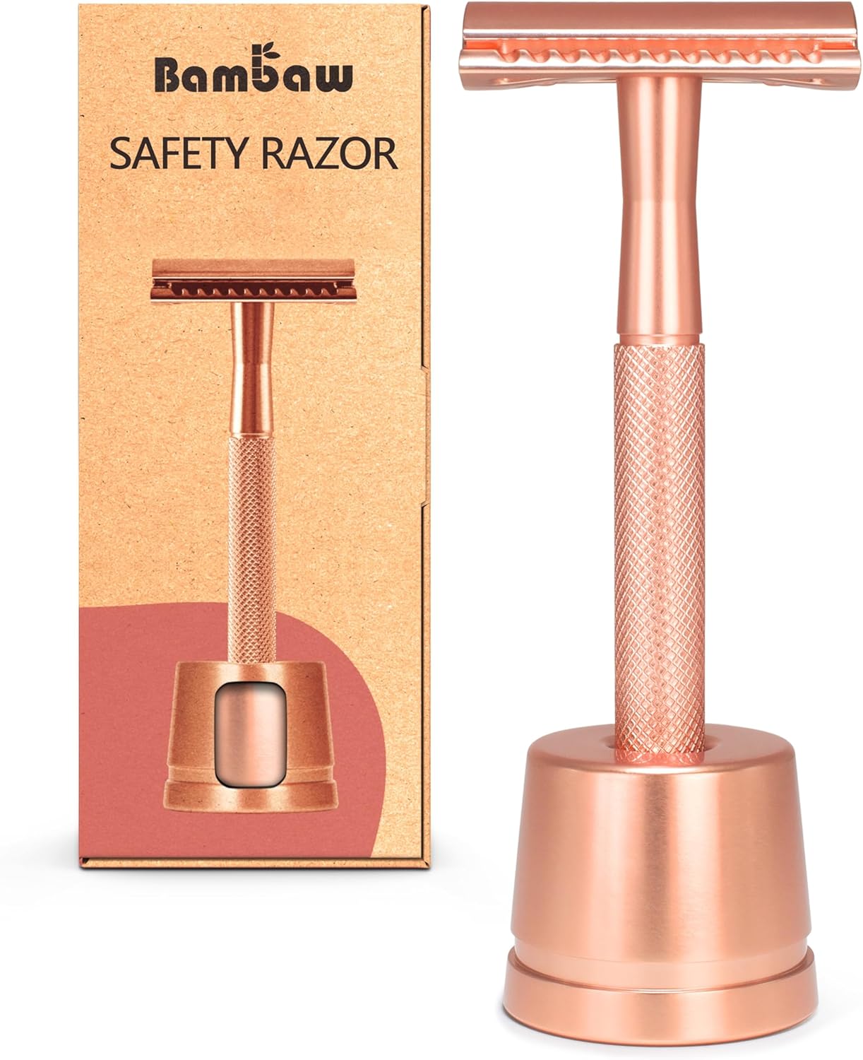 Metal Razor For Women With Safety Razor Stand | Rose Gold Women Razor | Eco Razor Women | Fits All Double Razor Blades | Reusable Razor Women | Zero Plastic | Eco Beauty | Sustainable Home | Bambaw