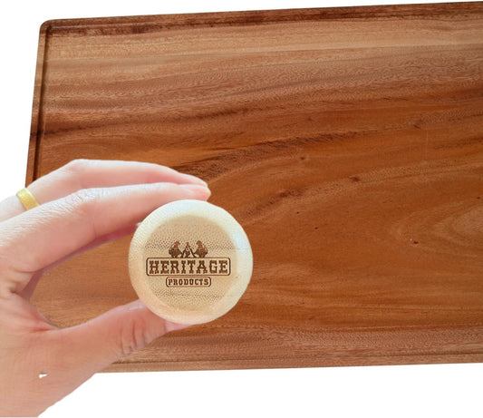 Heritage Products Cutting Board Oil & Wax Applicator - Food Grade Mineral Oil Wood Conditioner with Handle and Wooden Cap - Restore Butcher Blocks, Countertops & Utensils