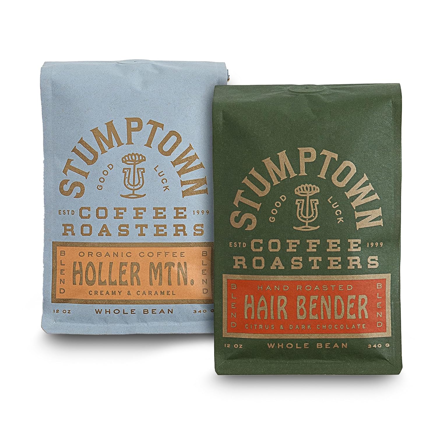 Bundle Of Stumptown Coffee Roasters, Medium Roast Organic Whole Bean Coffee - Holler Mountain 12 Ounce Bag + Stumptown Coffee Roasters, Medium Roast Whole Bean Coffee - Hair Bender 12 Ounce Bag