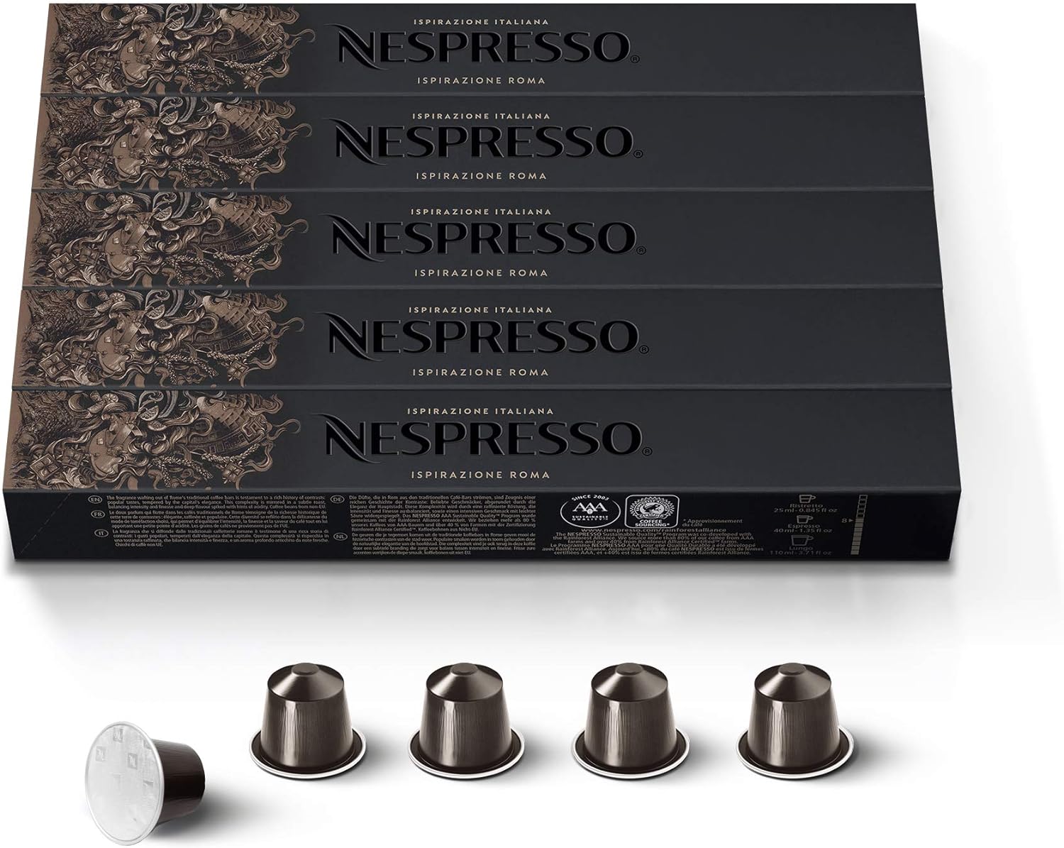 Nespresso Capsules Originalline, Roma, Medium Roast Espresso, 50-Count Espresso Coffee Pods