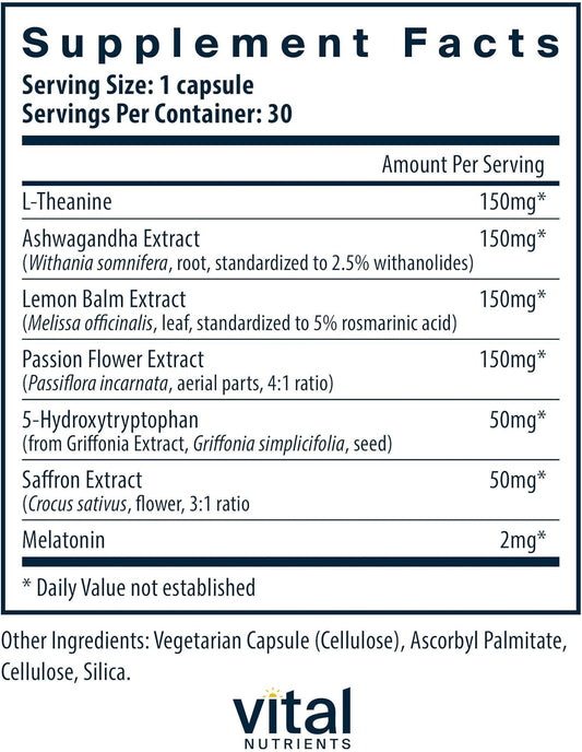 Vital Nutrients Sleep + Recover | Vegan Sleep Supplement |Sleep Support | Melatonin, Ashwagandha, & L-Theanine | Gluten, Dairy, And Soy Free | 30 Capsules