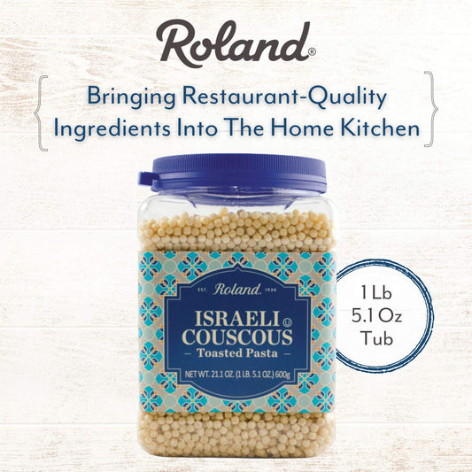 Roland Foods Traditional Israeli Toasted Couscous Pasta, 21.1 Ounce Jar, Pack Of 4