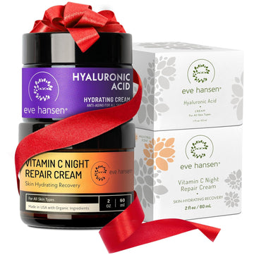 Eve Hansen Day & Night Radiance Bundle – Vitamin C & Hyaluronic Acid Creams – Hydrating, Anti-Aging Moisturizers For Face & Neck – Non-Greasy & Suitable For All Skin Types