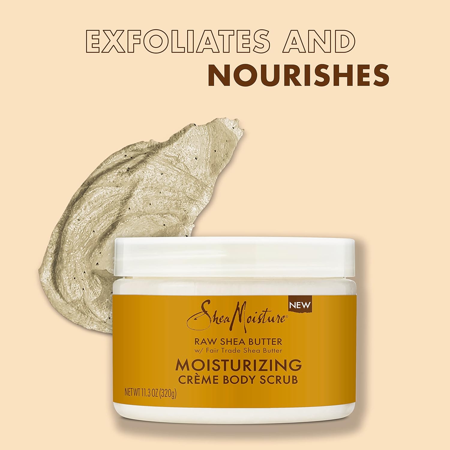 SheaMoisture Raw Fair Trade Shea Butter Moisturizing Exfoliating Crème Body Scrub for Dull Skin 11.3 oz : Beauty & Personal Care
