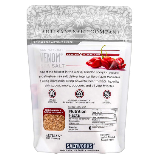 Artisan Salt Company Fusion Naturally Flavored Venom Sea Salt, Zip-Top Pouch, 3 Ounce
