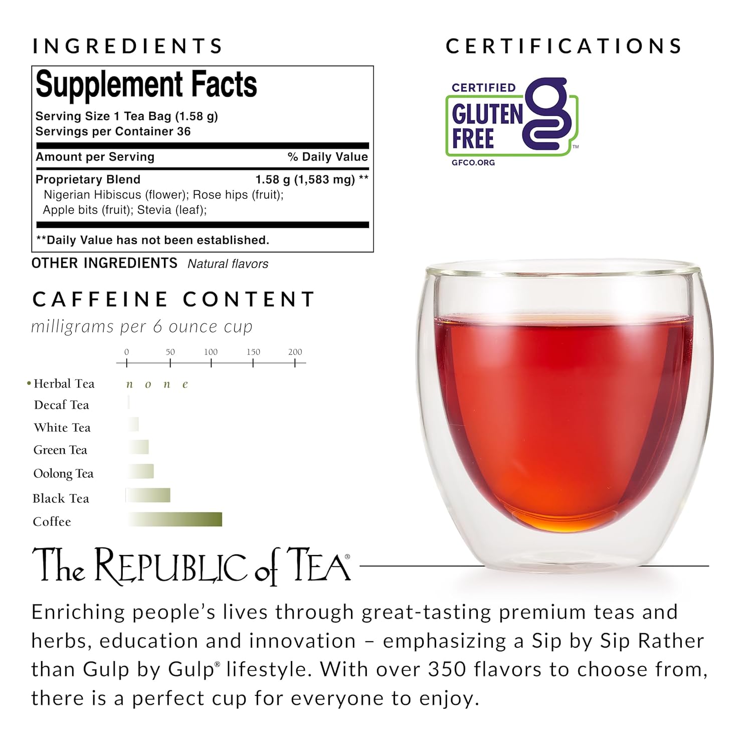 The Republic Of Tea, Vanilla Apple Hibiscus, 36-Count