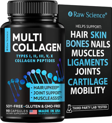 Multi Collagen Pills - Collagen Supplements For Women & Men - Bovine Collagen For Joints, Bone Supplements, Hydrolyzed Collagen - Made In Usa, Non-Gmo, Gluten Free, 90 Multi Collagen Peptides Capsules