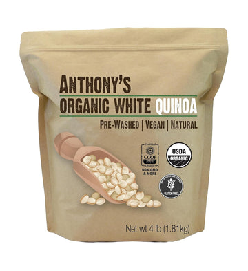 Anthony'S Organic White Whole Grain Quinoa, 4 Lb, Gluten Free & Non Gmo