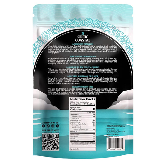 Celtic Coastal Grey Coarse - Natural Salt, 1.65 Lb. - 26 Oz., 100% Organic & Unrefined, Rich In 82+ Essential Minerals, Hand-Harvested French Celtic Crystals