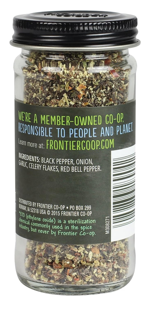 Frontier Co-Op Salt-Free Veggie Pepper Spice Blend, 1.9 Ounce Bottle, Great On Veggies, Chicken, Fish And More