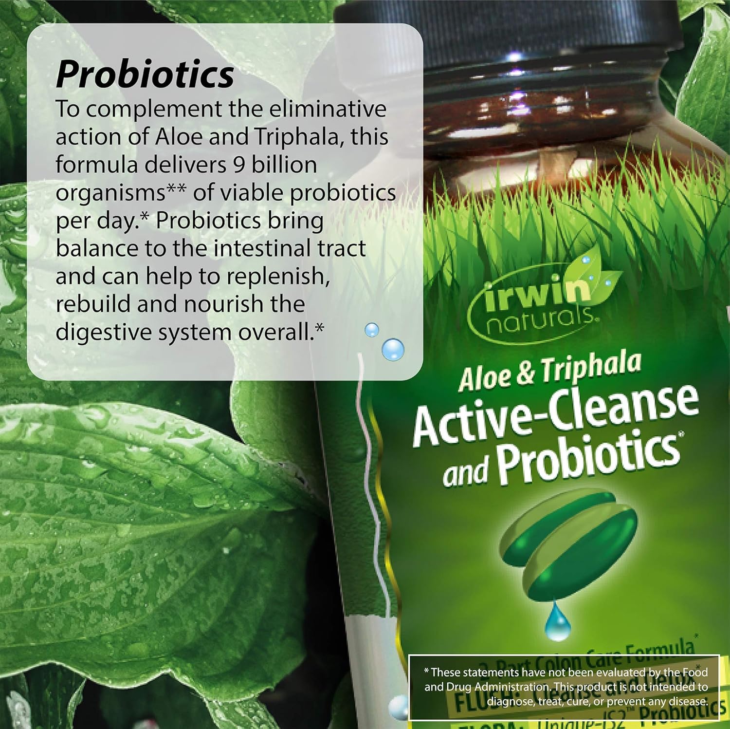 Irwin Naturals Aloe & Triphala Active Cleanse + Probiotics Natural Digestive Support - Gentle, Effective Detox + Elimination 2-Part Colon Care - Nourish + Balance - 60 Liquid Softgels : Health & Household