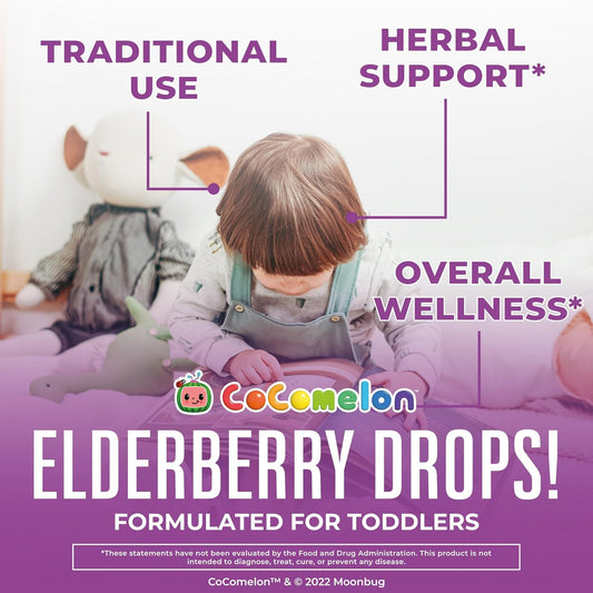 Maryruth Organics Cocomelon Toddler Elderberry Syrup, Usda Organic Elderberry, Sugar Free Kids Immune Support Supplement For Ages 1-3 Years, Clean Label Project Verified®, Vegan, Gluten Free, 1 Fl Oz