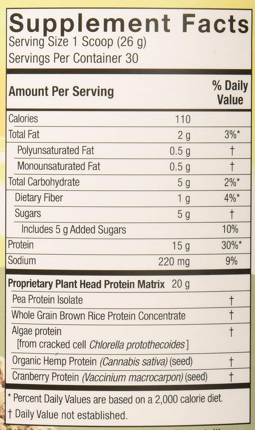 Genceutic Naturals Plant Head Protein Powder Supplement, Vanilla, 1.7-Pounds (lbs) : Health & Household