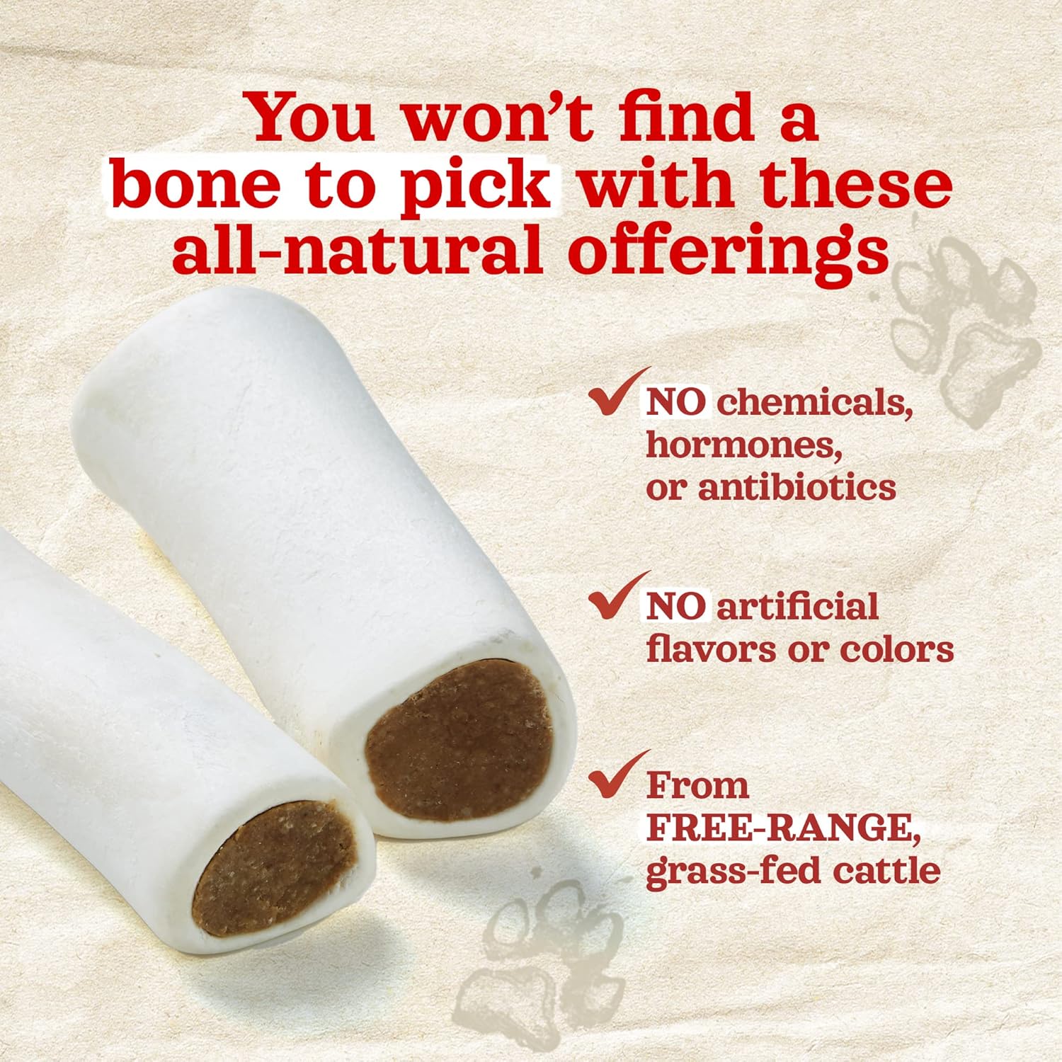 Natural Farm Filled Dog Bones, Bully Stick Flavor (5-6 Inch, 3 Pack), Limited Ingredient Stuffed Dental Dog Bone Treats for Large Dogs : Pet Supplies