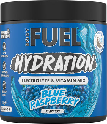 Bodyfuel Hydration Electrolyte & Vitamin Powder - Natural Energy & Reduces Tiredness & Optimise Hydration (210G - 30 Servings)(Blue Raspberry)