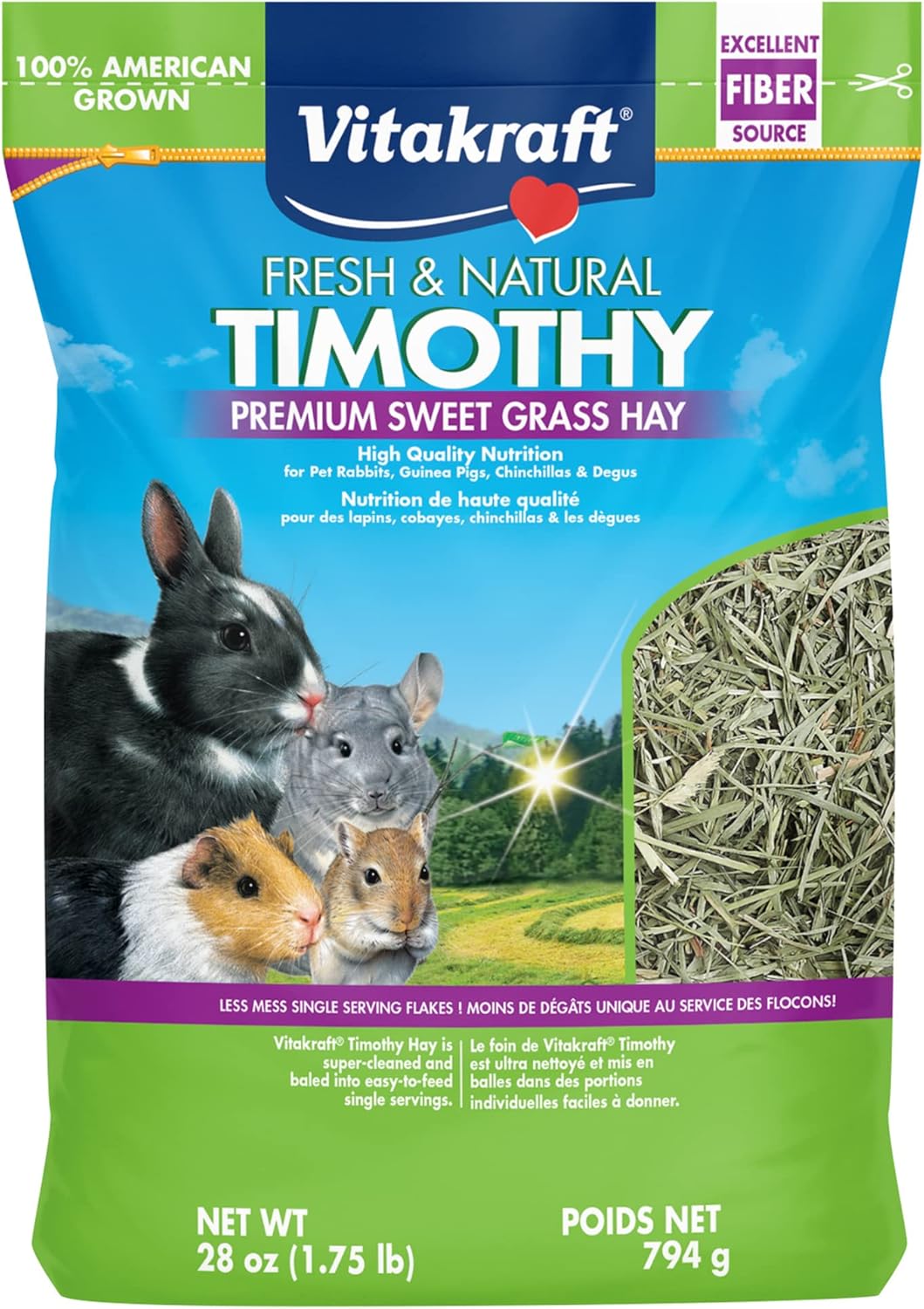 Vitakraft Small Animal Timothy Hay For Guinea Pigs, Rabbits, And Chinchillas - 1.75 Lbs