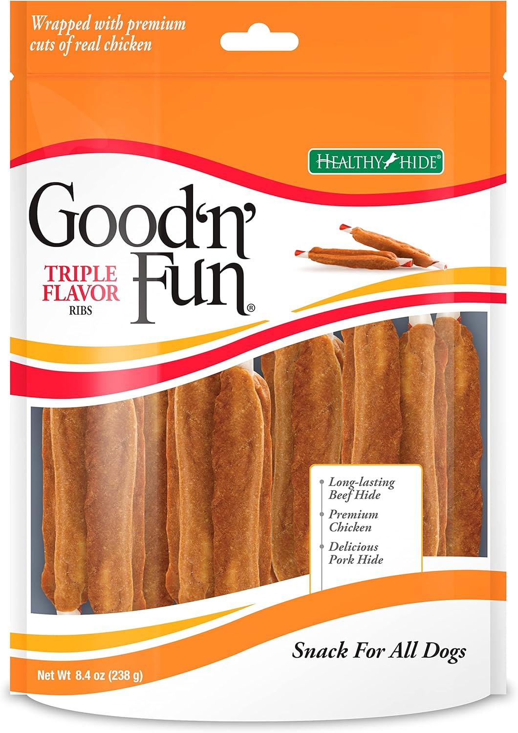Good 'N' Fun Triple Flavor Wings and Ribs Rawhide Chews Bundle for Dogs : Pet Supplies