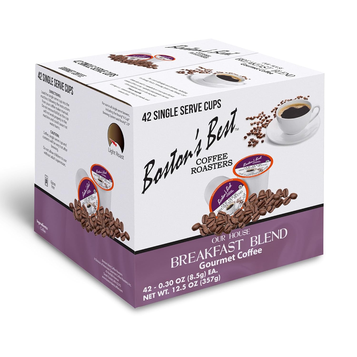 Boston’S Best - Smooth Light-Roast Breakfast Blend, Delicious Gourmet Coffee Compatible With Keurig Coffee Maker, 1 Count (42 Single Serve Cups)