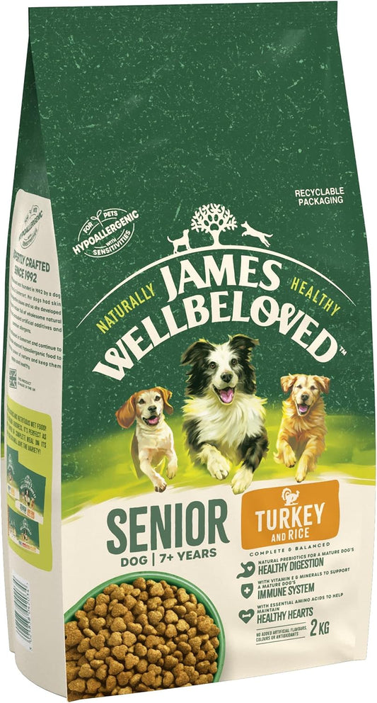 James Wellbeloved Complete Dry Senior Dog Food Turkey and Rice, 2 kg?02JTSEN2