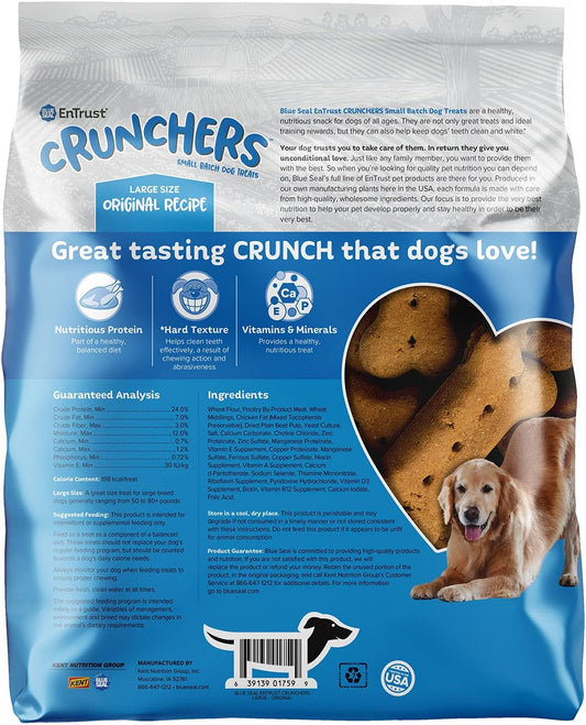 Blue Seal Entrust Crunchers Dog Treats For Dogs | Premium Ingredients | Treat Size Large| Original Recipe | 3.5 Pound Bag