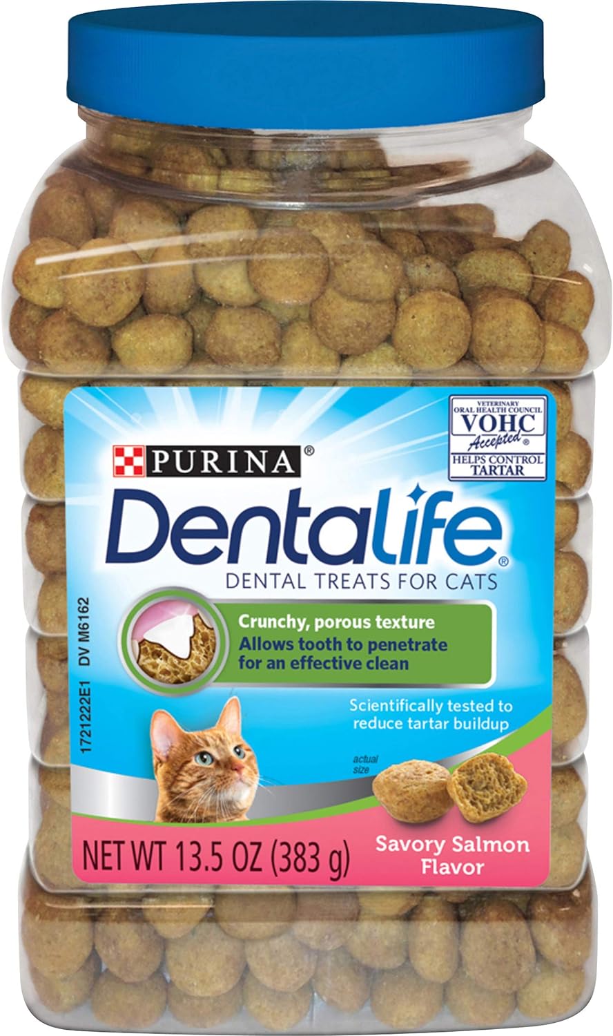 Purina DentaLife Made in USA Facilities Cat Dental Treats, Savory Salmon Flavor - 13.5 oz. Canister