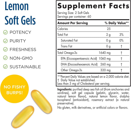 Nordic Naturals ProEPA Xtra, Lemon - 120 Soft Gels - 1640 mg Omega-3 - High-Intensity EPA Formula for Positive Mood, Heart Health & Cellular Function - Non-GMO - 60 Servings