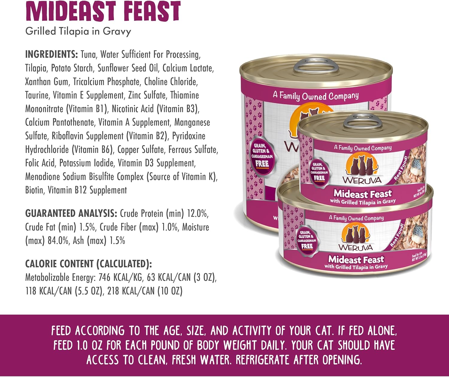 Weruva Classic Cat Food, Mideast Feast with Grilled Tilapia in Gravy, 10oz Can (Pack of 12) : Canned Wet Pet Food : Pet Supplies