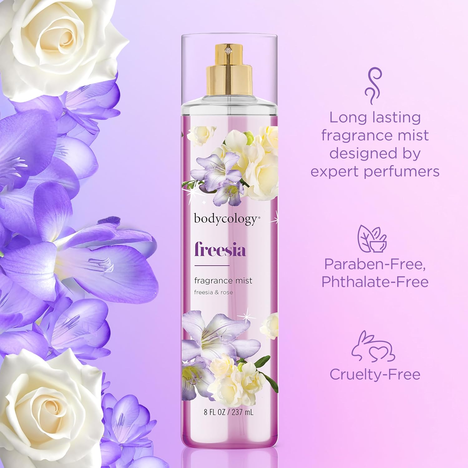 Bodycology Long-Lasting Fragrance Body Mist, Freesia, 8 Fl Oz : Beauty & Personal Care