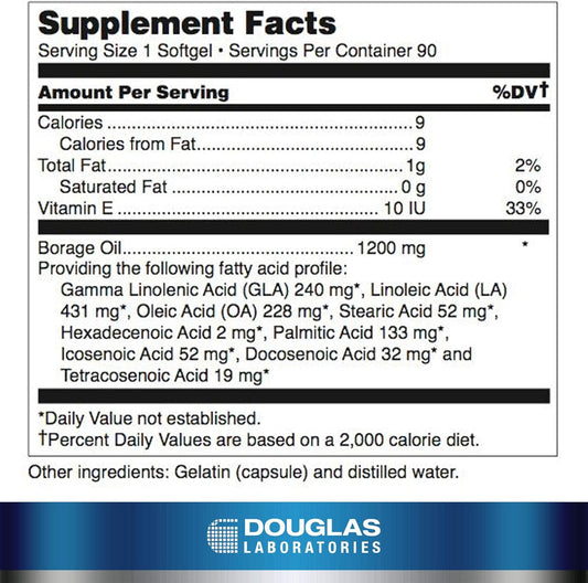 Douglas Laboratories Ultra G.L.A. (Borage Oil) | 240 Mg. Gamma Linolenic Acid | 90 Softgels