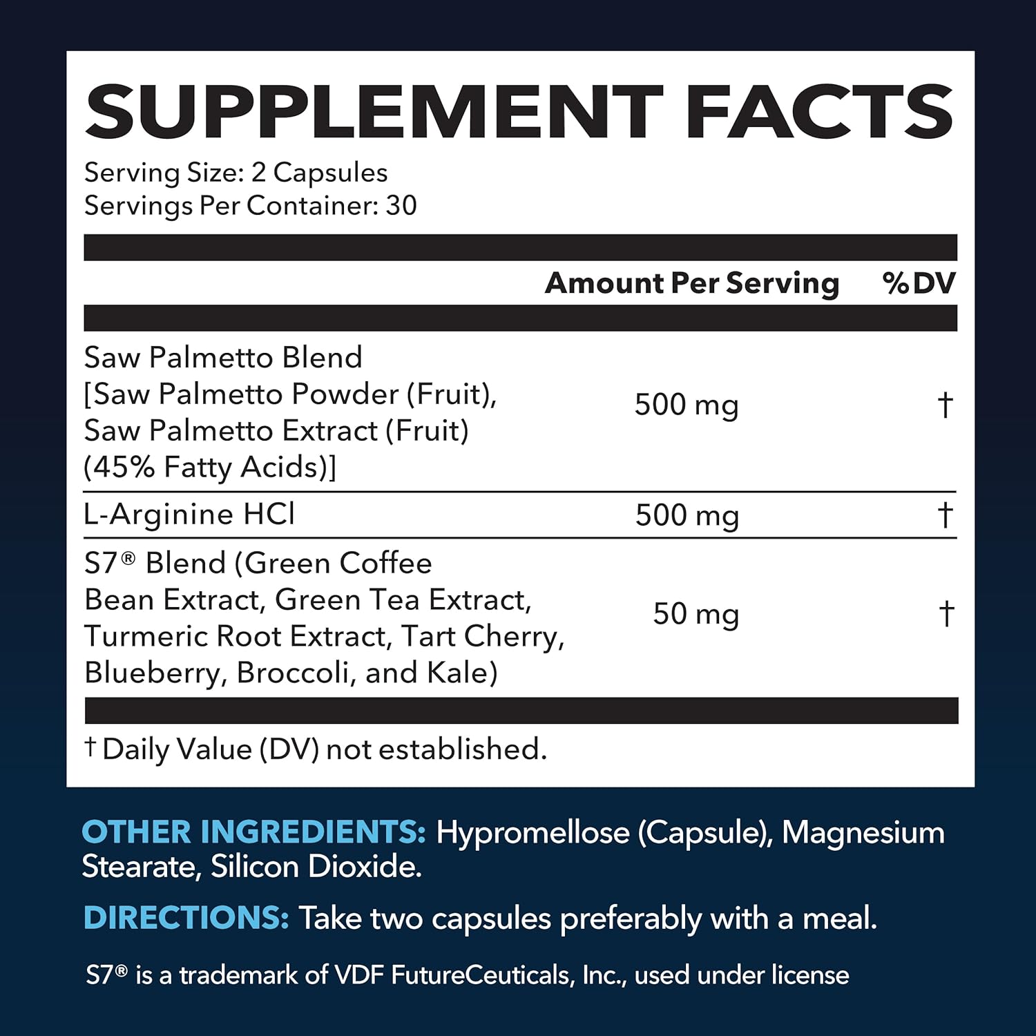 Saw Palmetto for Men with L Arginine Supplement - Hair Health & Male Health Support - L-Arginine Saw Palmetto Supplement with S7 Plant-Based Ingredients - Performance & Endurance - 60 Male Pills : Health & Household