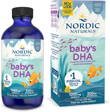 Nordic Naturals Baby?s DHA, Unflavored - 4 oz - 1050 mg Omega-3 + 300 IU Vitamin D3 - Supports Brain, Vision & Nervous System Development in Babies - Non-GMO - 24 Servings