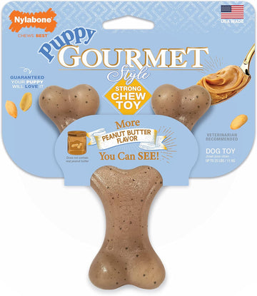 Nylabone Dog, Puppy Gourmet Style Strong Chew Toy Wishbone Peanut Butter Small/Regular (1 Count)