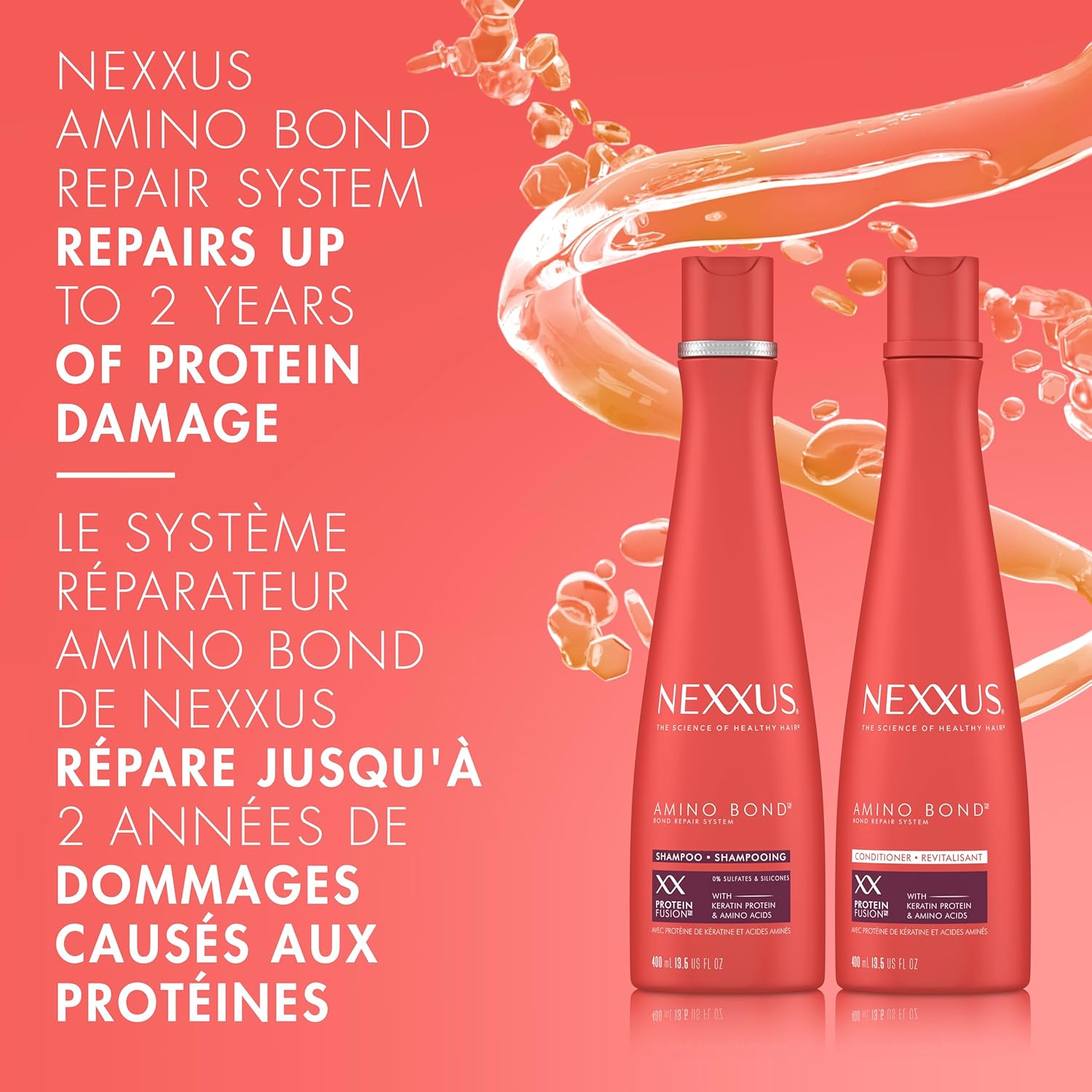 Nexxus Bond Repair Shampoo, Conditioner & Intense Rebond Treatment Bundle Amino Bond 3 Pack for All Types of Damaged Hair, with Keratin Protein and Amino Acids, : Beauty & Personal Care