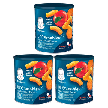 Gerber Lil' Crunchies Whole Grain Apple And Sweet Potato Flavored, Non Gmo, Crawler Stage And Up (1.48 Ounce (Pack Of 3))