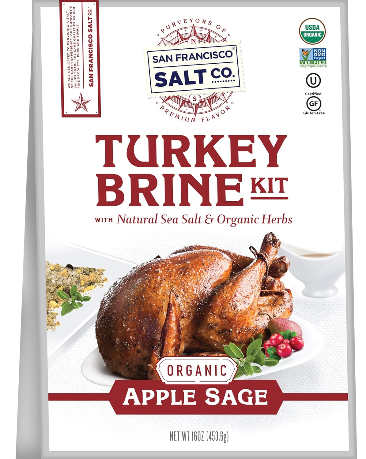 Organic Turkey Brine Kit - 16 Oz. Apple Sage With Brine Bag By San Francisco Salt Company