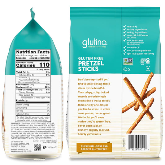 Glutino Gluten Free Pretzel Sticks, 8 Oz Bags (Pack Of 12)