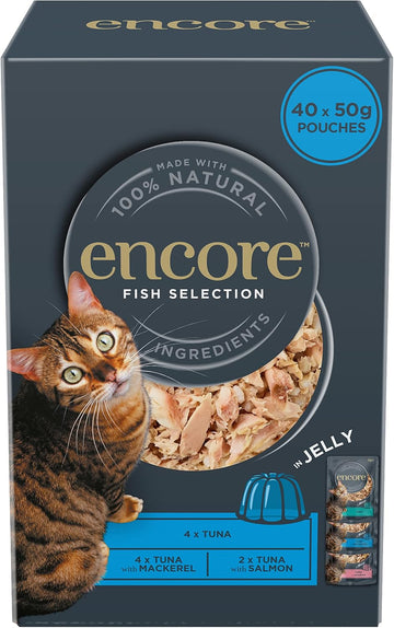 Encore 100% Natural Wet Cat Food, Multipack Fish Selection, 4 x 10 x 50g Pouches (Total 40 Pouches)?ENC8300-1EN