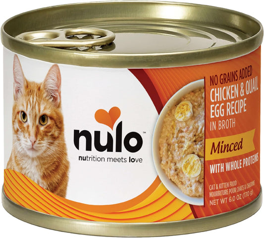 Nulo Grain-Free Minced With Whole Proteins Wet Canned Cat And Kitten Food, Chicken And Quail Egg In Broth, 6.0 Ounce, 8 Cans