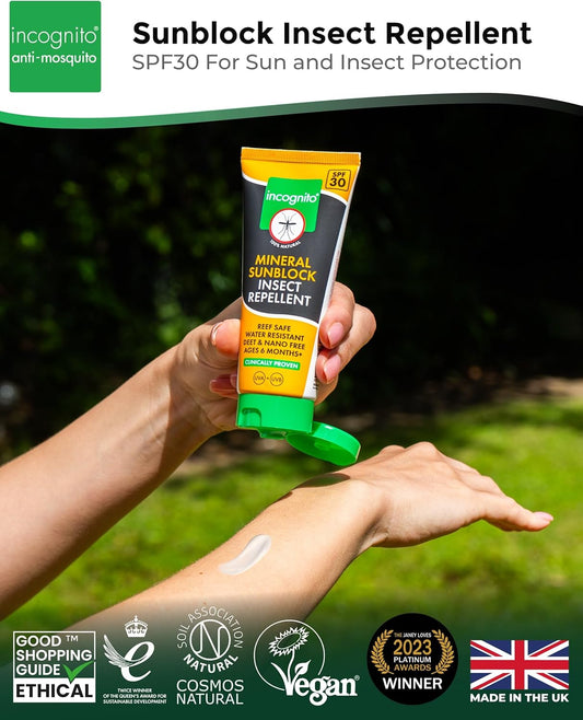 Incognito Sunblock Insect Repellent - Spf30 100Ml - 3 In 1 Sunblock, Insect Repellent And Moisturiser For Soft And Protected Skin & Body