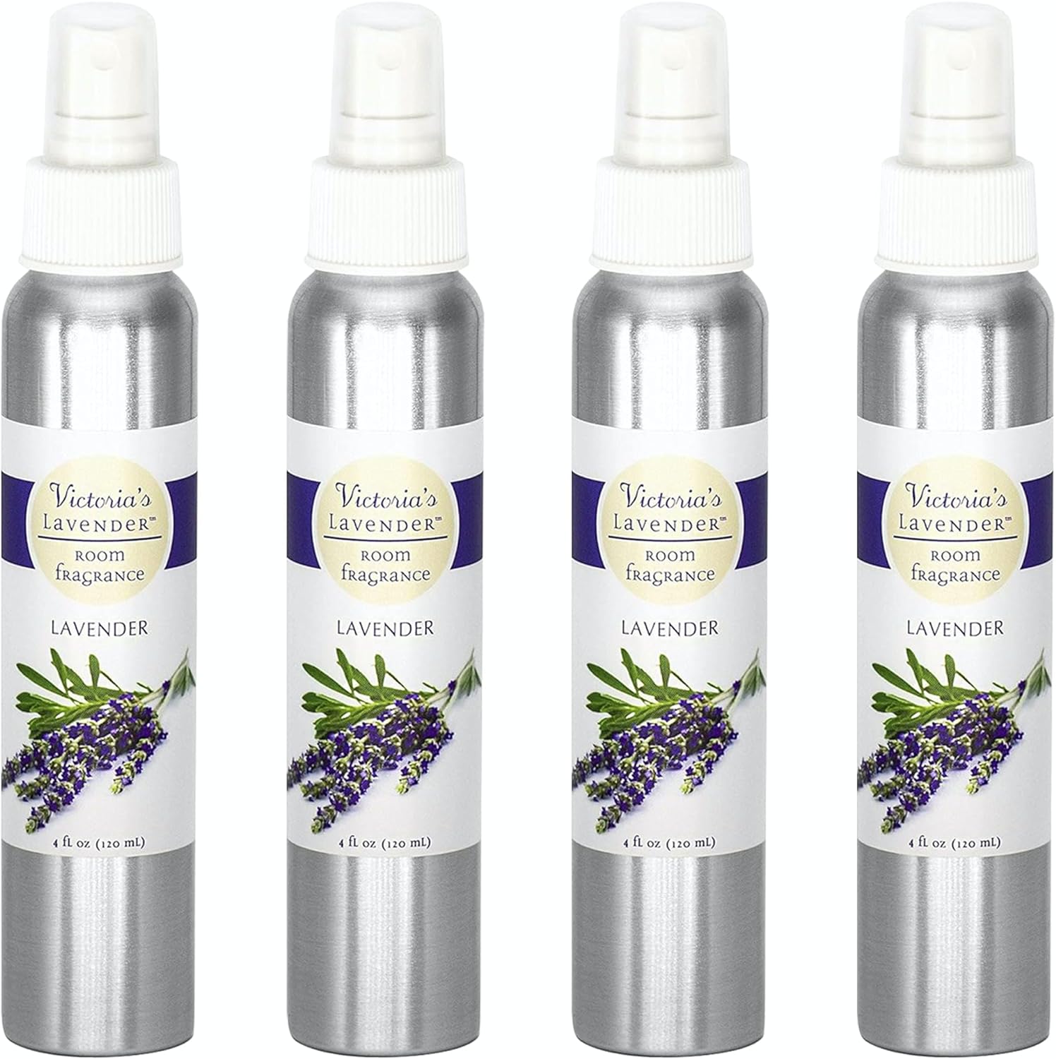 Victoria's Lavender Room Spray - All-Natural Home Fragrance, Pure Essential Oil Air Freshener & Odor Eliminator, Soothing and Refreshing Scent, Aromatherapy Household Essentials, 4-Pk Lavender, 4 oz