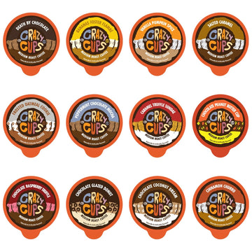 Crazy Cups Flavored Coffee Pods And Chocolate Coffee Pods Variety Pack For The Keurig K Cups Machine, Recyclable Single Serve Cups, 96 Count