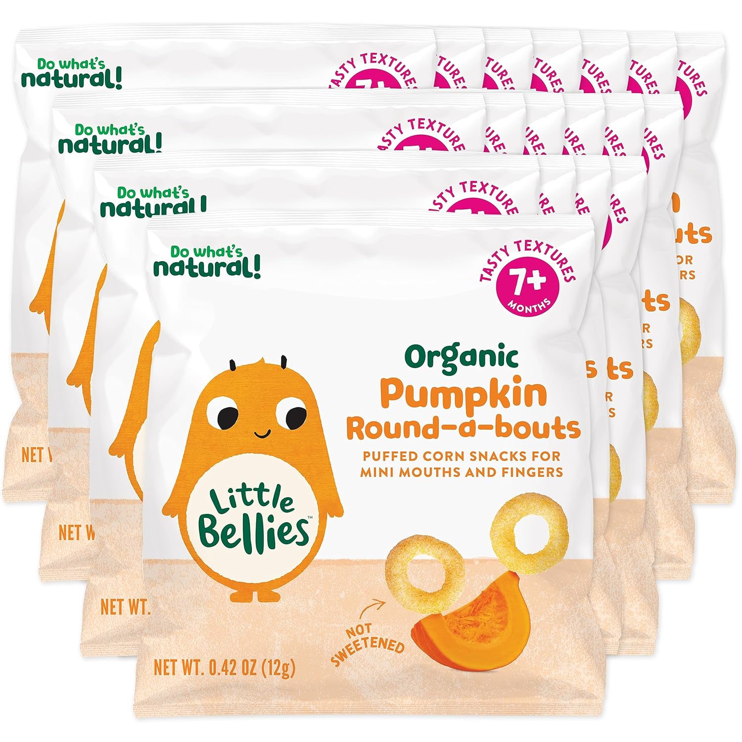 Little Bellies Organic Pumpkin Round-A-Bouts Baby Snack (Pack Of 18 X 0.42 Oz Individual Packs)