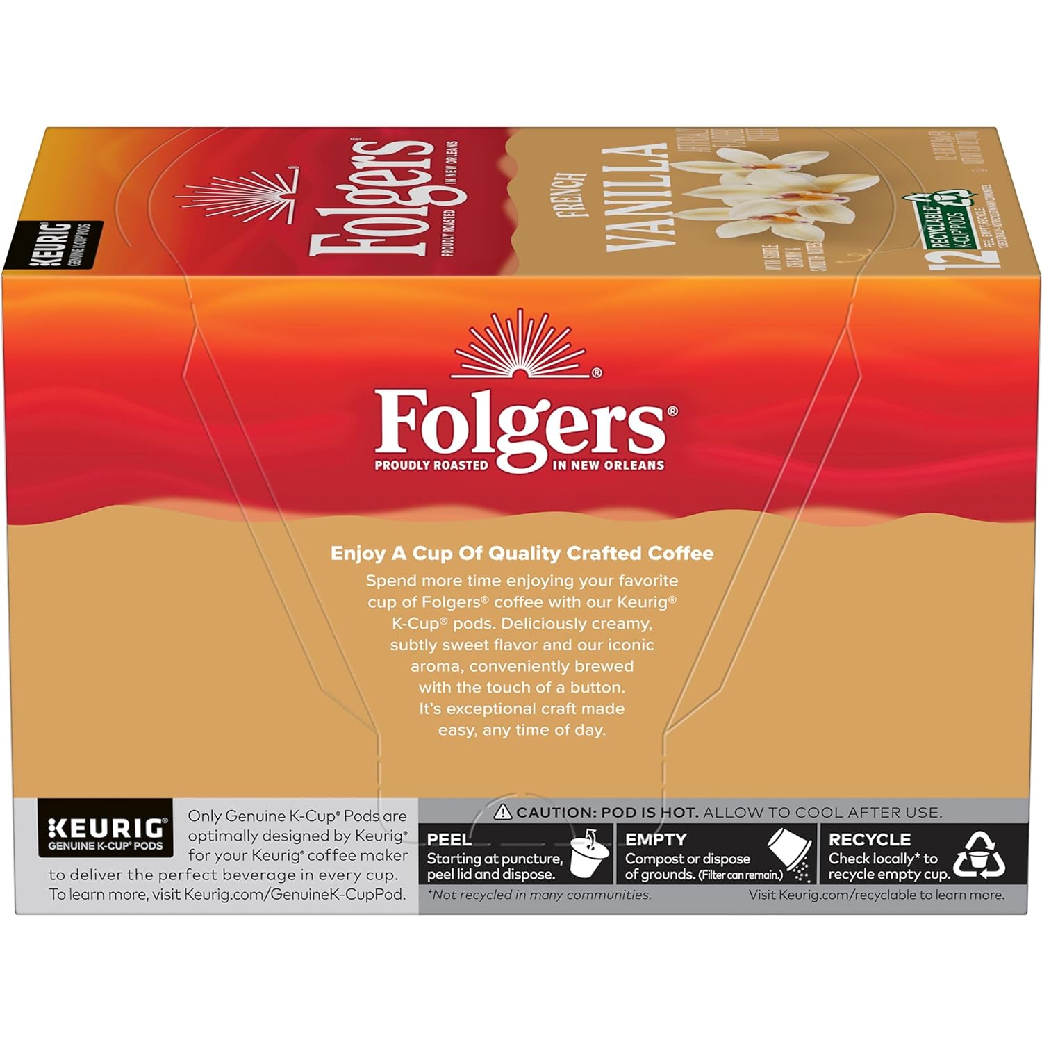 Folgers French Vanilla Flavored Coffee, 72 Keurig K-Cup Pods (Packaging May Vary) : Grocery & Gourmet Food