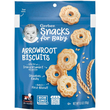 Gerber Snacks For Baby Biscuits, Arrowroot, 5.5 Oz Bag