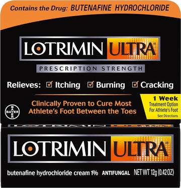 Lotrimin Ultra 1 Week Athlete's Foot Treatment, Prescription Strength Butenafine Hydrochloride 1%, Cures Most Athlete’s Foot Between Toes, Cream, 0.42 Ounce (12 Grams)