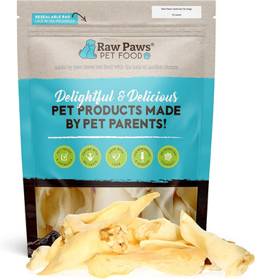 Raw Paws Large Lamb Ears For Dogs, 15 Pack - Packed In Usa - All Natural Lamb Rawhide Alternative - Real, Grain Free, Single Ingredient Lambs Ear Chews For Dogs - Crunchy Sheep Lamb Ears Dog Treats