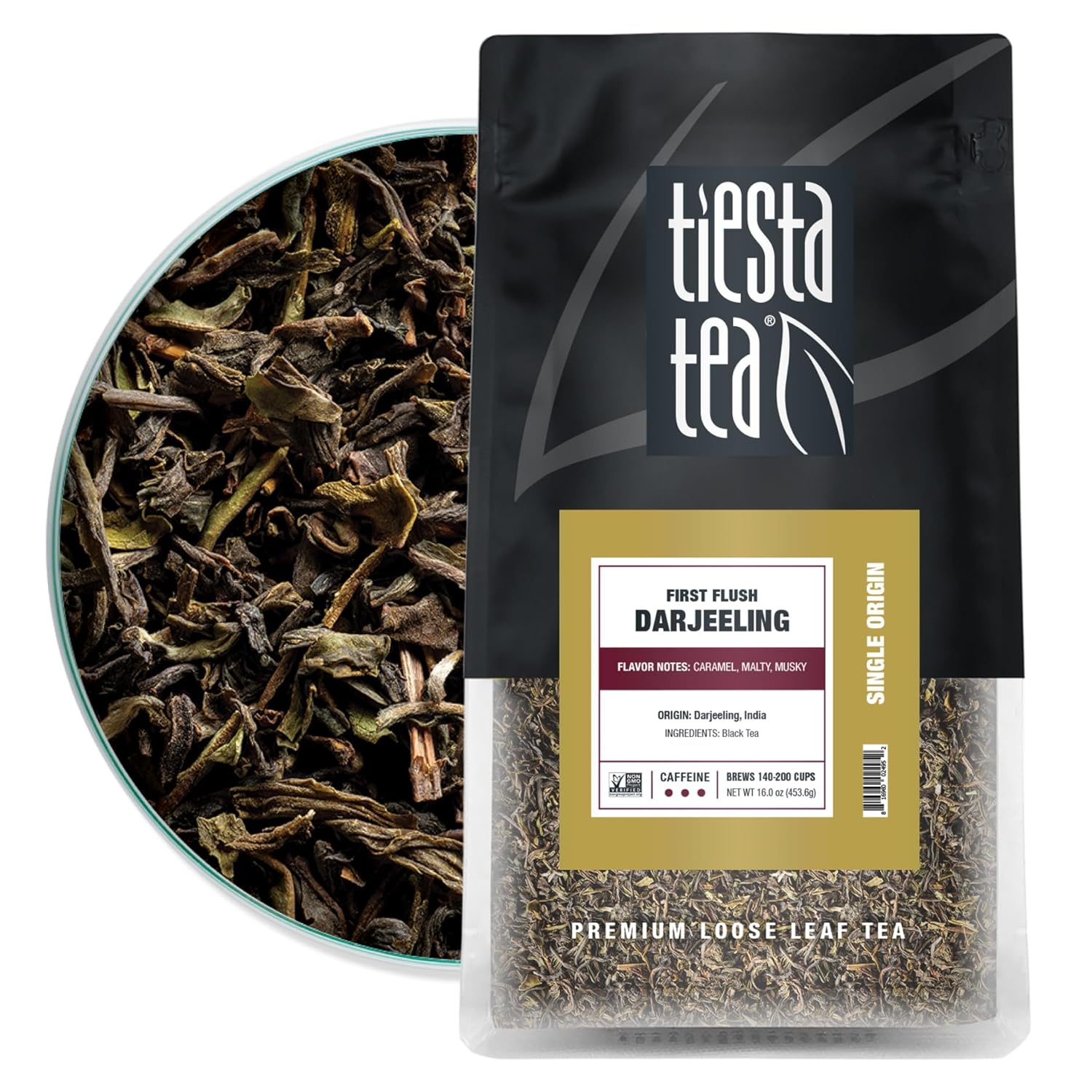 Tiesta Tea - First Flush Darjeeling Black Tea | Single Origin Premium Loose Leaf From India | 100% Pure Unblended High Caffeinated Tea | Hot Or Iced Tea & Up To 200 Cups - 16Oz Resealable Bulk Pouch